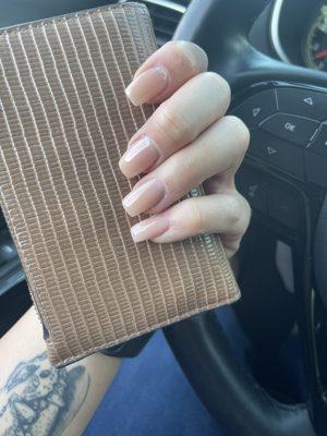 Coffin acrylic tips with a manicure