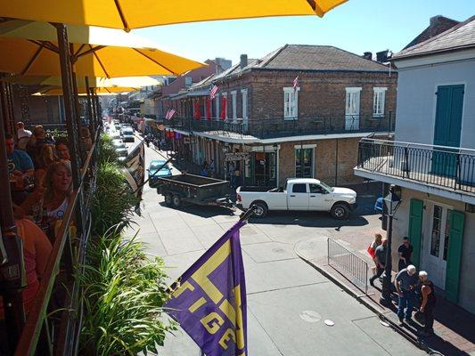 View from the balcony of "The Cornet"
 (New Orleans Fat Tuesday Food Tour of the French Quarter | September 2022 | Guide: Roger)