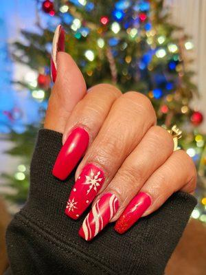 These are my Christmas nails I love them