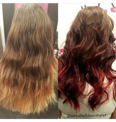 Red ombre color by Sara