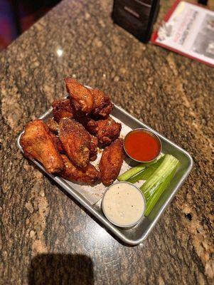 Lemon pepper sesame dry rub bone in wings - it was a tad on the salty side..