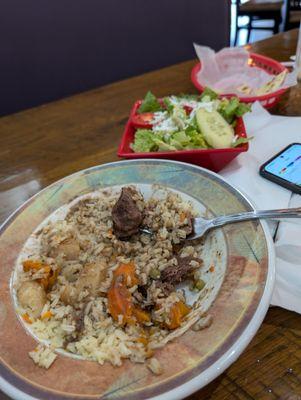 Roast beef and salad.