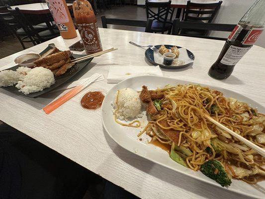 Chicken katsu and spicy veggie yakisoba