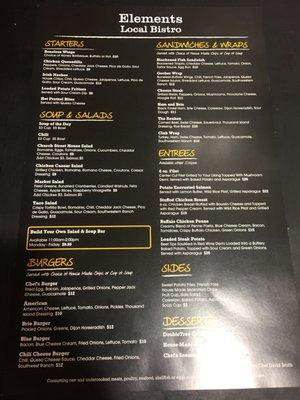 New menu