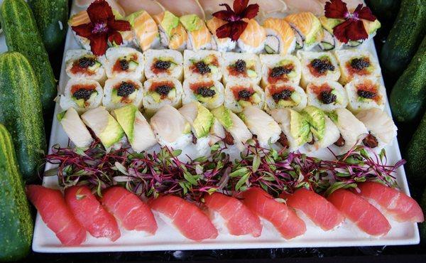 Elevate your sushi cravings with KG Events Catering's artful plating and exquisite taste.