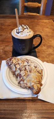 Croissant and a coffee drink called Heaven In A Cup.