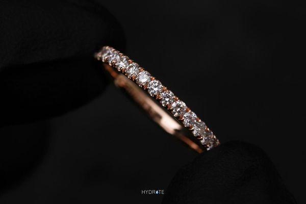 French Pavé Natural Diamond Eternity Band Handcrafted In Rose Gold