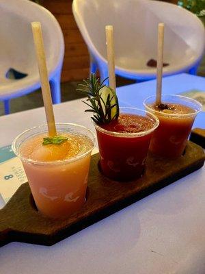 Guava Margarita, Hibiscus Gin and Tonic, and Hurricane Tony Flight