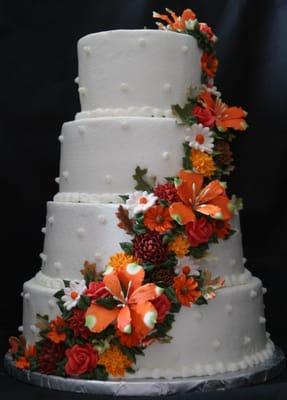 This is a great example of the wedding cakes we make for our brides at our store.