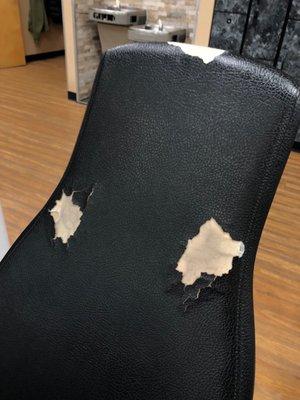 An example of ripped cushion padding.