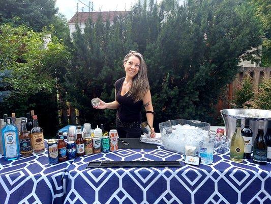 Mobile bartender serving drinks