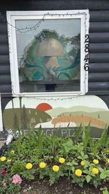 That's the gorgeous, imported Italian wood fired oven in the window.