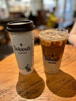 Dirty Chai Latte. 24oz hot on the left and 24oz iced on the right.