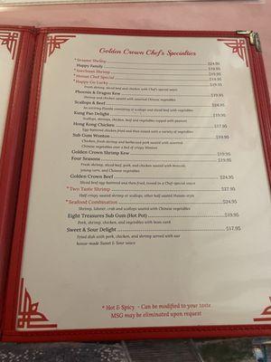 Updated menu prices Nov 2023