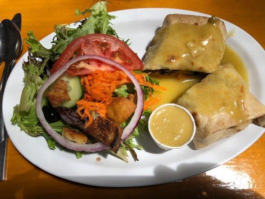 Sweet potato enchilada with a side salad.