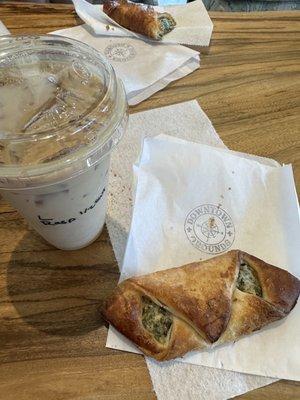 Raspberry latte & spinach ricotta puff pastry