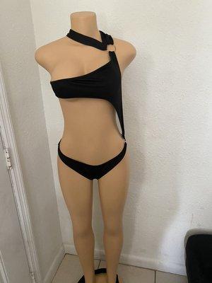 Black 2pc swimsuit comes with one piece swimsuit with skirt available (small,medium,large)