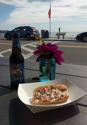 Lobster roll (very fresh!) with an ocean view