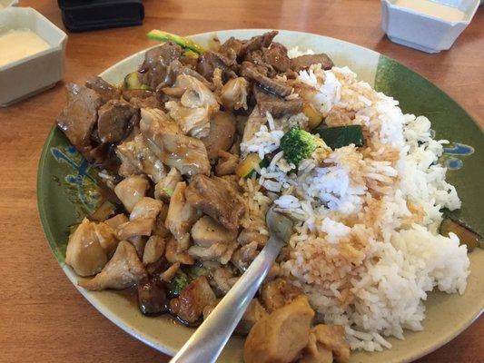 steak and chicken w/ steamed rice