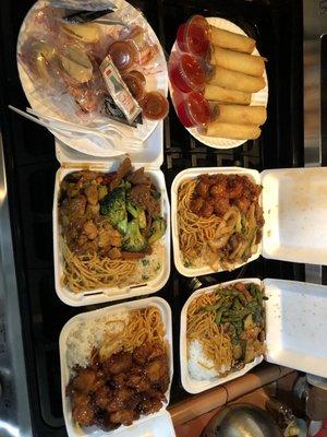 4 plates 2 items plates and 9 egg rolls only $38