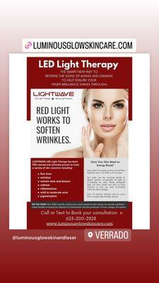 Our medical grade Lightwave LED machine is amazing!!! It has the ability to address and change so many skin problems and concerns.