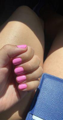 Pink gel manicure