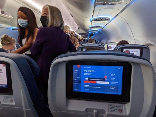 Inside an Airbus A320-200. View from seat 25E.