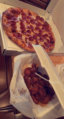 Pepperoni Pizza & Honey Fire wings