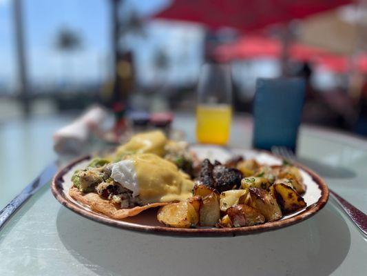 Crab tostada Benedict