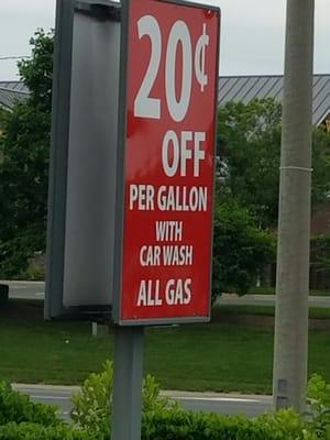 In order to get the gas discount from getting the car wash, you MUST pump first. It would be nice if there were ANY signage explaining this.