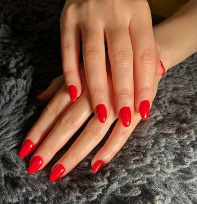 Rubber Base Red Manicure.