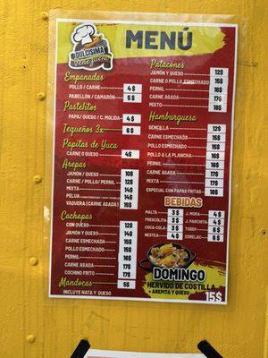 Menu with prices/ menu con precios