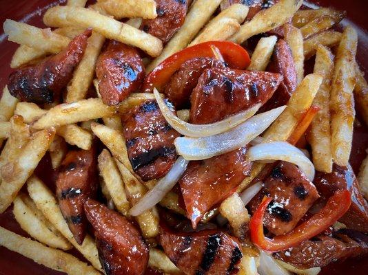 Loaded Fries with hot links