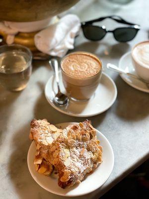 Almond croissant and cafe miel