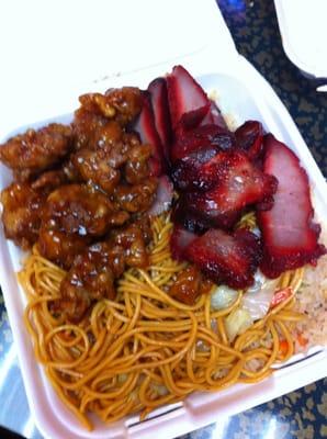 Orange chicken BBQ pork