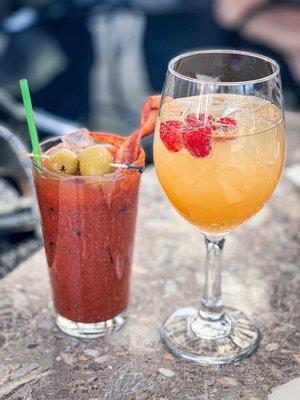 Bloody Mary & peach Bellini