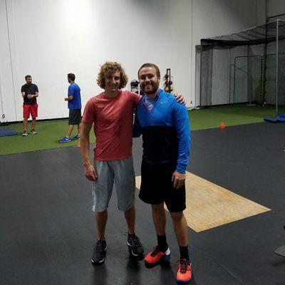 Performance coach Max Ingle with a client