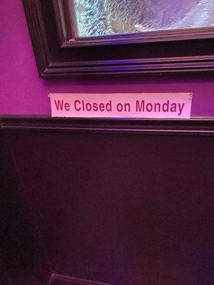 Closed Monday's