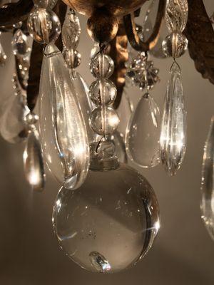 1930 French Gilt Tole & Crystal Chandelier