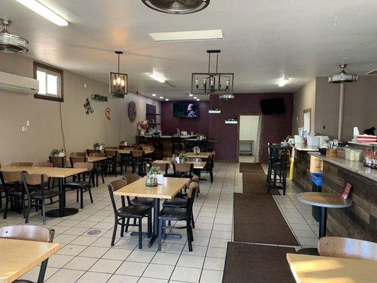 The seating area ... it's probably empty because it hit 100 degrees in Redwood City today!