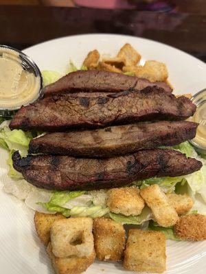 Steak Caesar Salad....steak overcooked