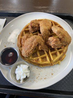 Chicken and sweet potato waffle