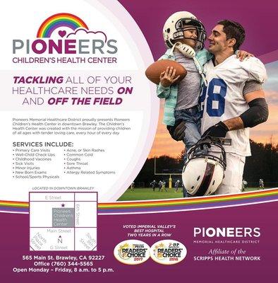 Pioneers Children's Health Center would like to let you know that they're ready to tackle all of your little one's Healthcare needs!