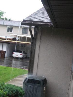 Whenever it rains The leaks from under the gutter thrusts water into the window wells.