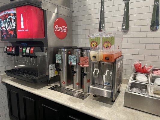 Drinks area - 3 teas and 2 lemonades- the watermelon tea was amazing!