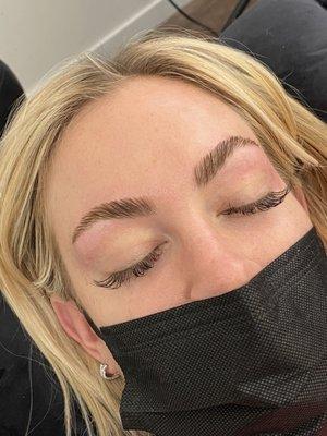 After brow Lamenating and wax