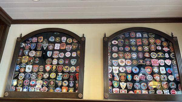 Badges on wall