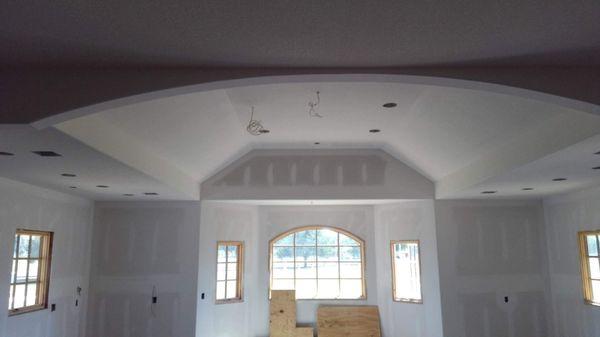 Drywall installation on custom built home