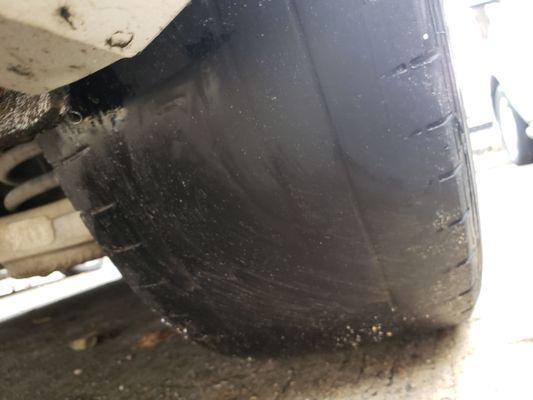 Of course the hazy no-more-tread rear tire.