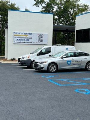 LabsNowToday Exterior and Company Vehicles. Powered by Goldenpoint Scientific Labs